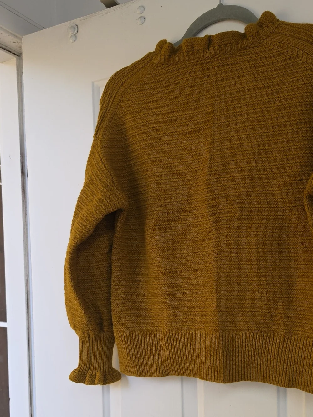 MADEWELL  Ruffle Merino Wool Blend Sweater Gold